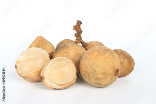 Lansium parasiticum langsat lanzones on white background, Thai fruit. photo