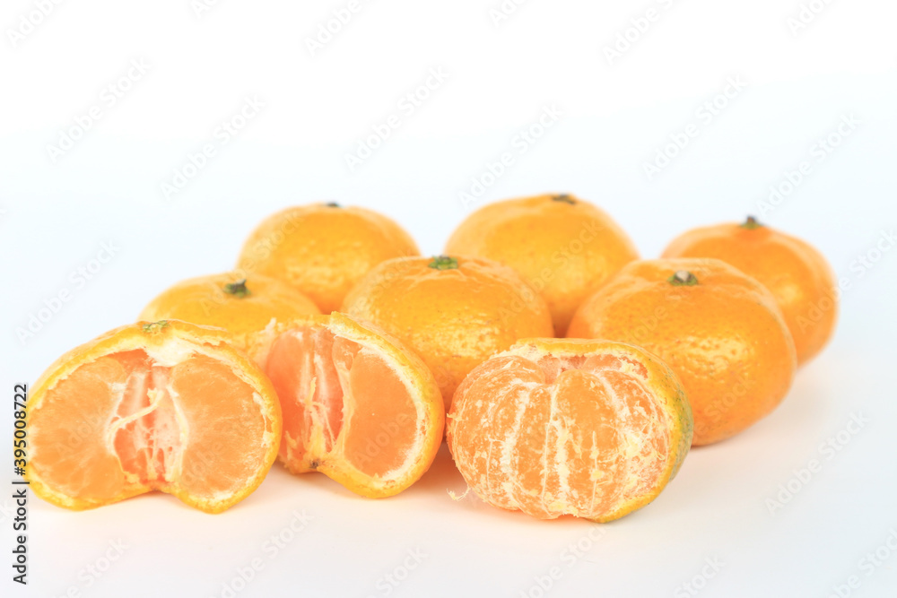 orange citrus fruit on white background.