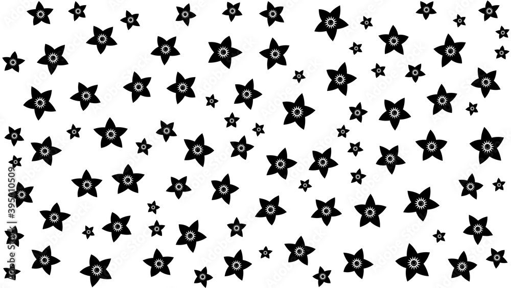 white background, with black confetti