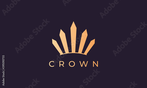 royal crown logo with simple line art style and luxury gold color