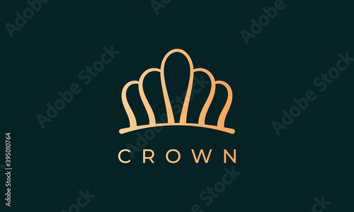 luxury gold kingdom crown logo represents king or queen with simple and modern line art style