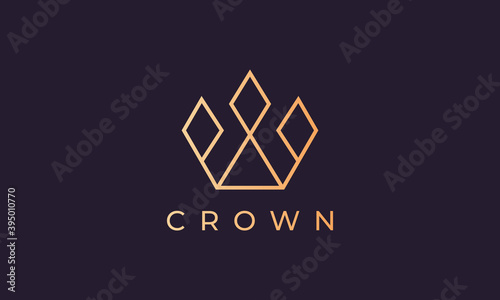 royal crown logo with minimalist line art style and luxury gold color