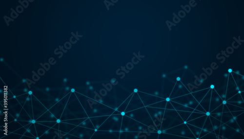 Abstract Technology Network Connecting Background Lines And Dots Geometrical polygonal Shapes Connection And Web Concept Digital Communication And Futuristic Technology interface.