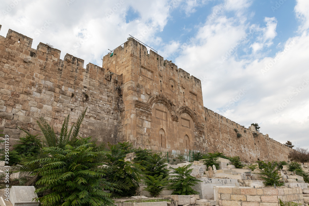 The mortgaged  gates - Golden Gate in the old city of Jerusalem in Israel