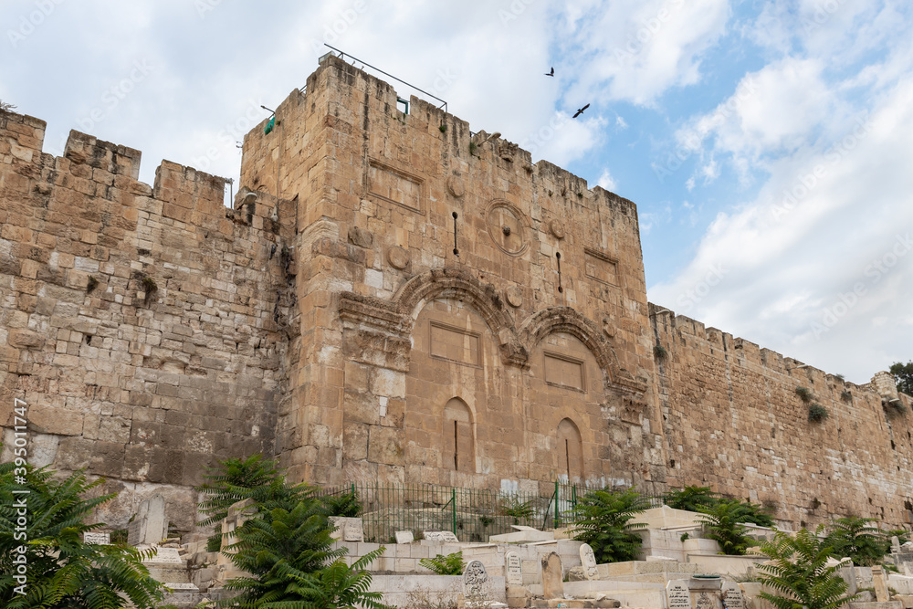 The mortgaged  gates - Golden Gate in the old city of Jerusalem in Israel