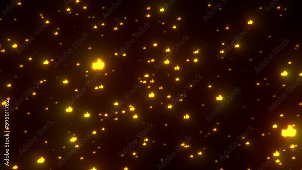 Animation of many thumbs up as a like icons on the balck background Animation of many thumbs up as a like icons on the balck background