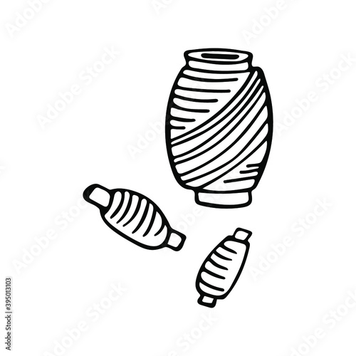 Hand-drawn vector skeins of thread isolated on white background.
Doodle vector illustration.