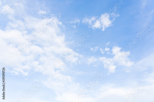 Blue sky and white fluffy cloud on sunny day, Horizontal Natural for Spring or summer background, Beautiful nature