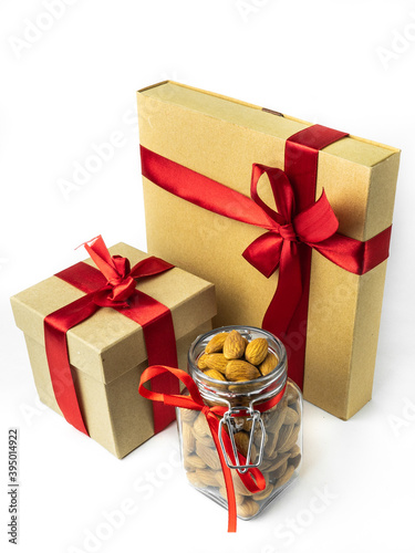 Packaging for Christmas gifts. Isolated on a white background