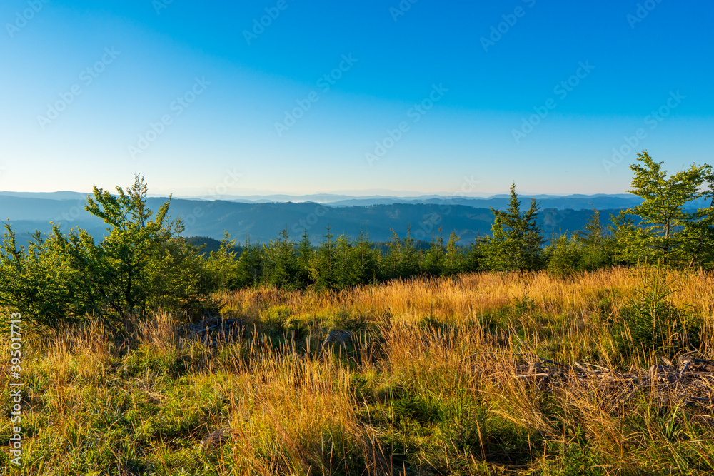 Autumn landscape in beautiful nature in czech beskydy mountains