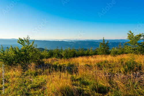 Autumn landscape in beautiful nature in czech beskydy mountains