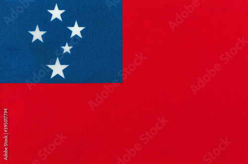 Samoan national flag on a fabric basis close-up Free Download Samoan national flag on a fabric basis close-up - GFXLoad