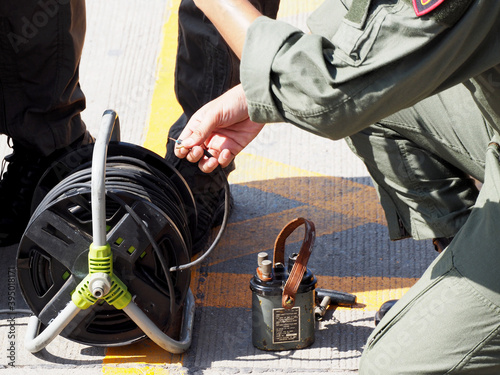 Bomb Disposal Expert in Bomb suit for Explosive ordnance disposal