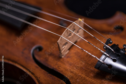 A violin on a dark background