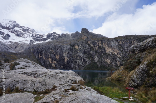 lake in the mountains huaraz peru Churup