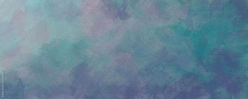 Sfondo blu acquerello con trama nuvolosa e grunge marmorizzato, nebbia morbida e illuminazione nebulosa e colori pastello. Banner web lungo.