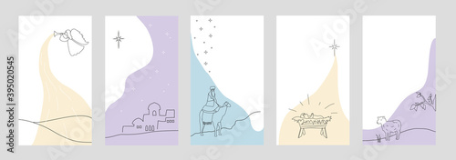 Set of christmas backgrounds for social networks stories. Vector