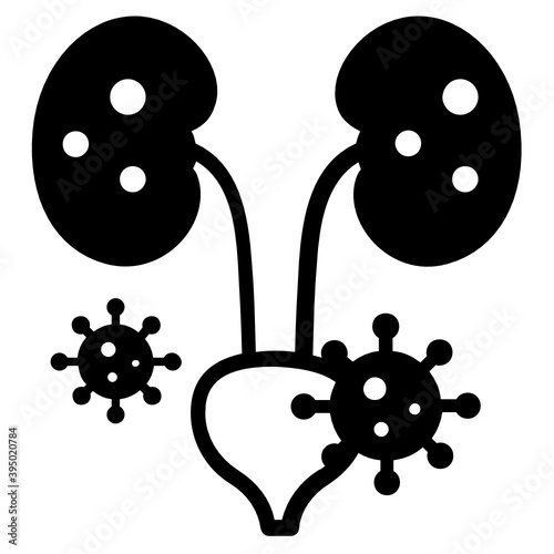 
Human renal system disorder icon in filled design, kidney infection icon
