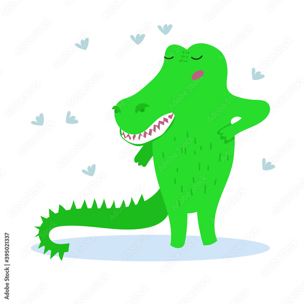 Fototapeta premium Vector illustration with cute animals. Cute hand drawn crocodile
