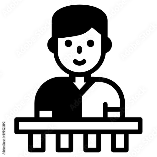 
Male witness in solid icon, editable design
