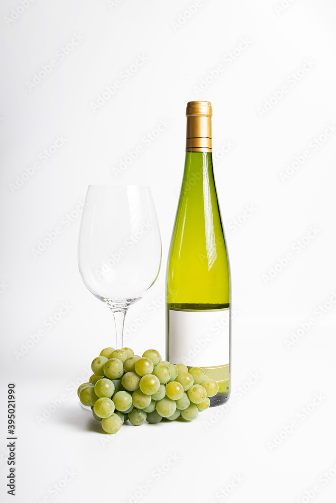 Bottle of wine and glass on isolated on white Bottle of wine and glass on isolated on white