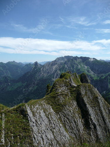 Mountain hiking tour to Tegelberg mountain, Bavaria, Germany photo