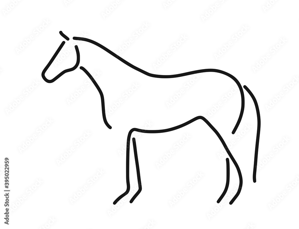 Modern line design style banner with a horse Modern line design style banner with a horse
