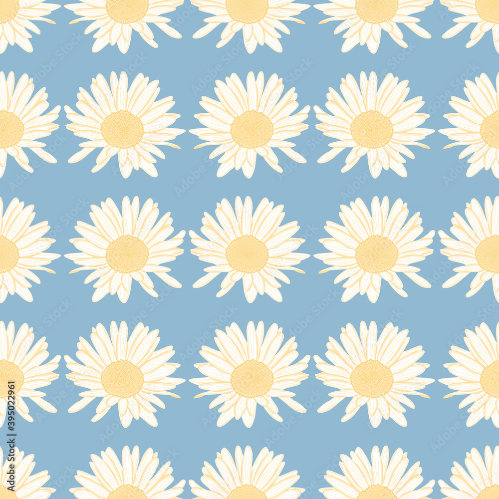 Seamless cute daisy pattern vector. Yellow and white floral illustration background. Seamless cute daisy pattern vector. Yellow and white floral illustration background.