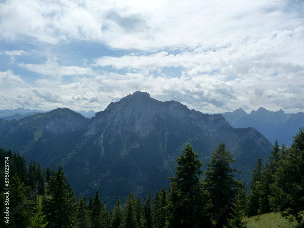 Mountain hiking tour to Tegelberg mountain, Bavaria, Germany
