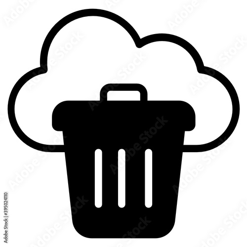 
Cloud delete concept icon in glyph design 

