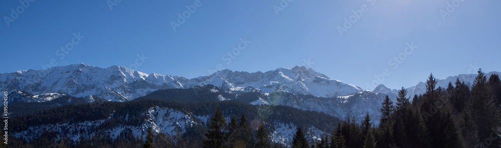 Mountain view at Partnachklamm in Garmisch-Partenkirchen, Bavaria, Germany, wintertime