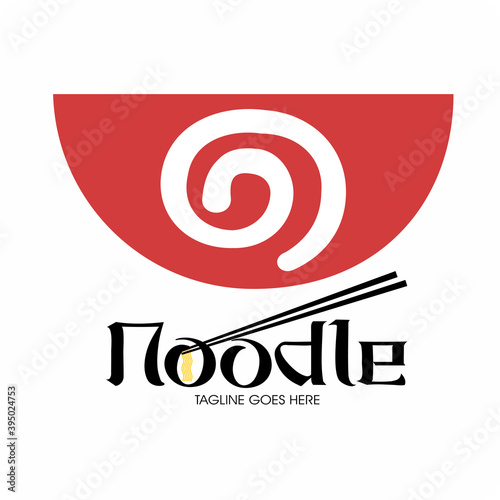 Red bowl Noodles logo and  Japanese food