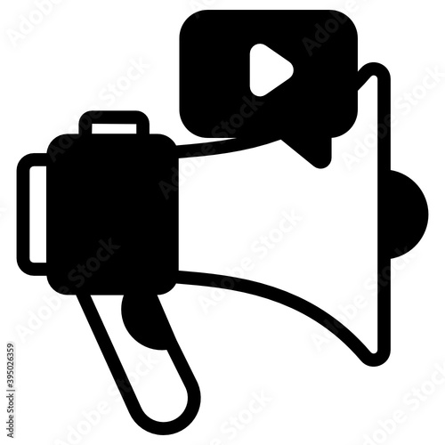 
Video marketing icon, announcement speaker with video message 
