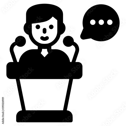
Editable filled icon of conference 

