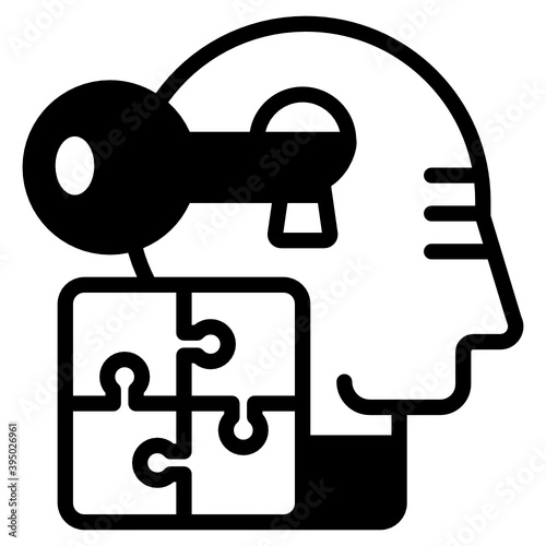 
Problem solving vector, key inside human head 
