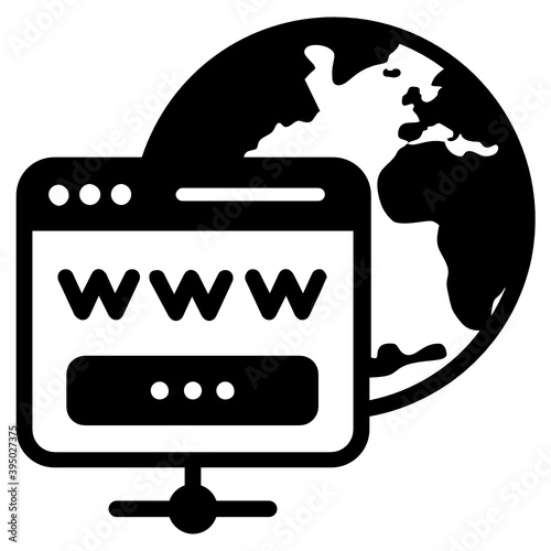 
Trendy filled icon of web domain 
