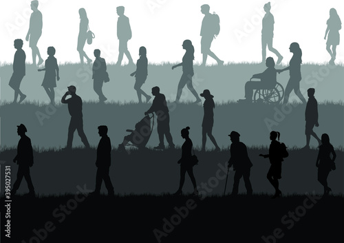 Group of people. Crowd of people silhouettes.	
