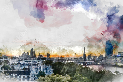 Digital watercolor painting...