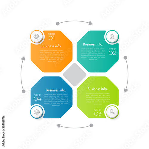 Minimal Infographics 4 process flow design vector and marketing can be used for workflow layout, diagram, annual report presentation.