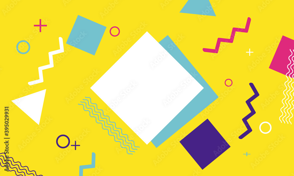 Abstract colorful memphis style in yellow background. Abstract colorful memphis style in yellow background.
