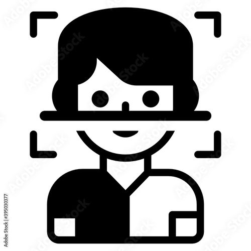
Icon of facial recognition in solid design, face scanning vector 
