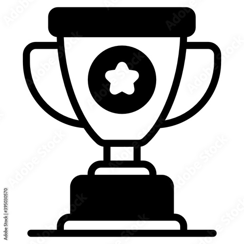 
A success reward trophy, glyph vector
