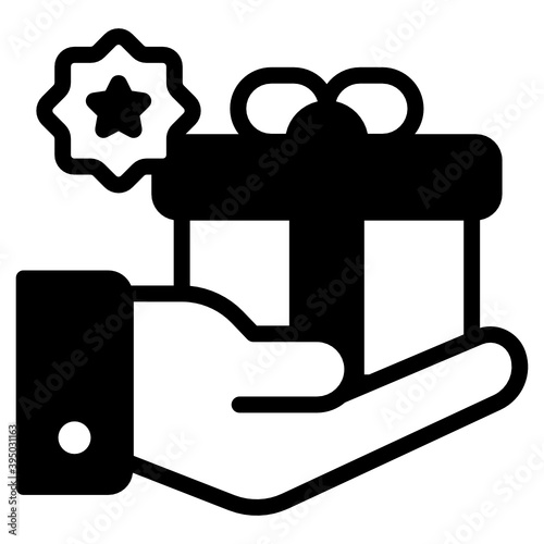 
Gift in a hand denoting benefits icon 
