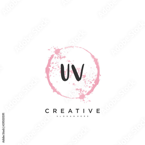 UV Beauty vector initial logo, handwriting logo art design of initial signature, wedding, fashion, jewerly, boutique, floral and botanical with creative template for any company or business.