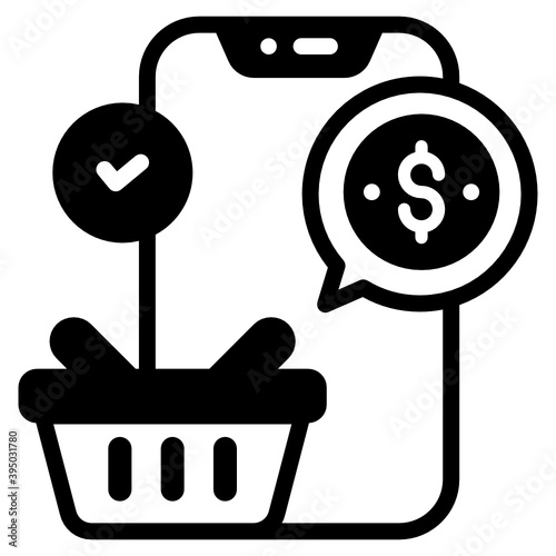 
Banking app, solid icon of digital money 
