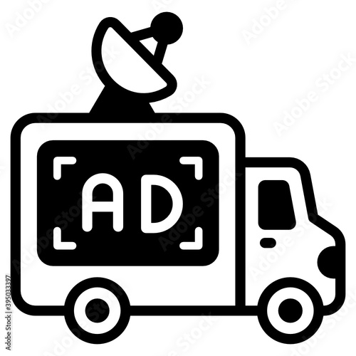 
Trendy editable icon of advertising van, filled vector 
