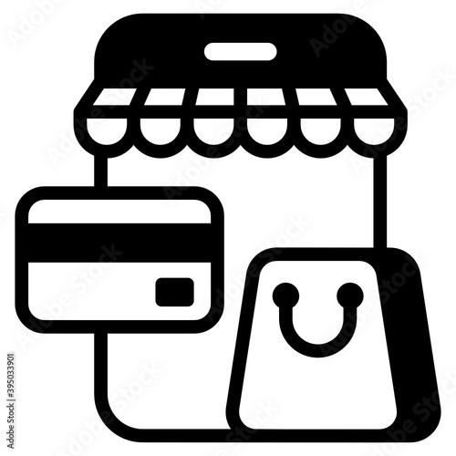 
Solid trendy icon of mobile shopping, ecommerce 
