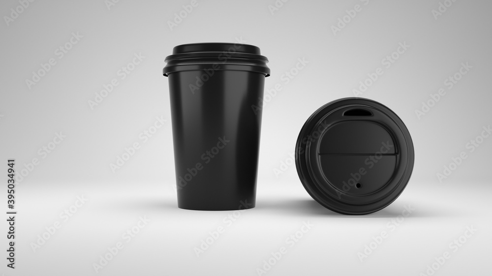 Black Paper Coffee Cup Mockup 3D Illustration Black Paper Coffee Cup Mockup 3D Illustration