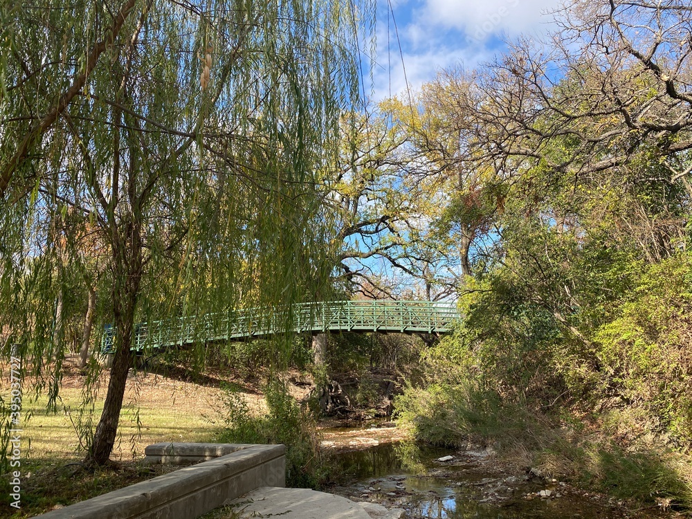 Bridge Over Creek with Weeping Willow Tree Bridge Over Creek with Weeping Willow Tree