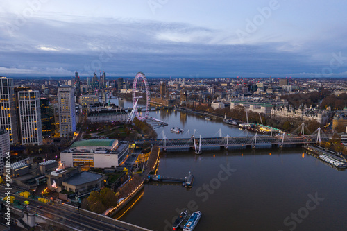 London city skyline aerial from the Thames river view at sunrise  © NEWTRAVELDREAMS